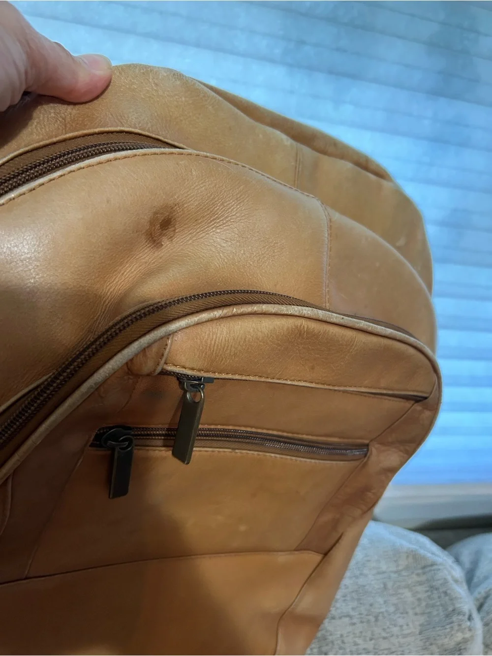 Leather Men's Backpack Tan Made in Columbia Soft